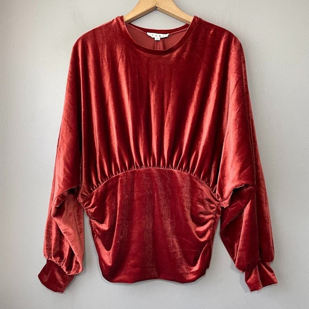 THML Velvet Top Size Small Dark Rust Ruched Regency Renaissance Ren Faire Boho